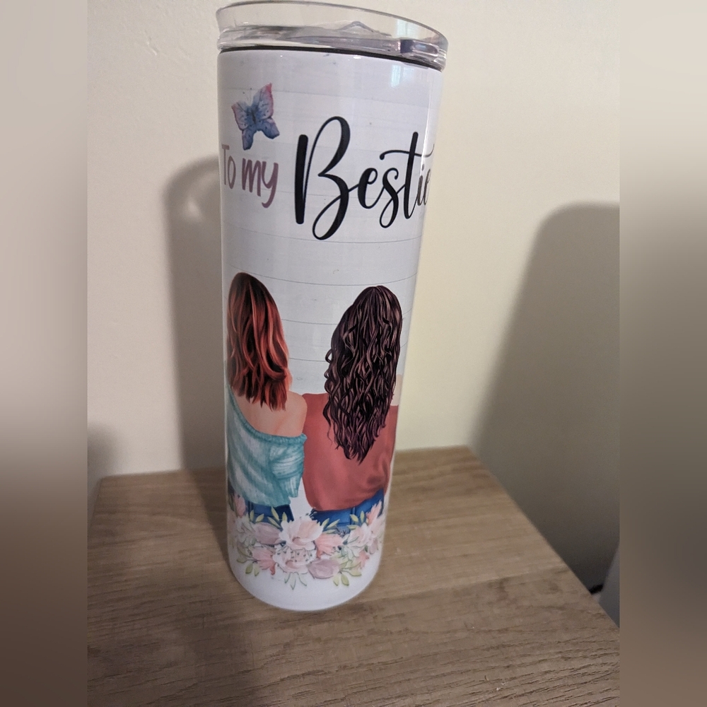 Tall tumbler with lid for best friends